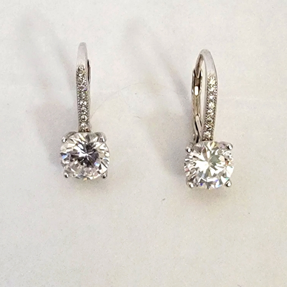 Earrings 925 Genuine Sterling Silver CZ - Picture 1 of 9